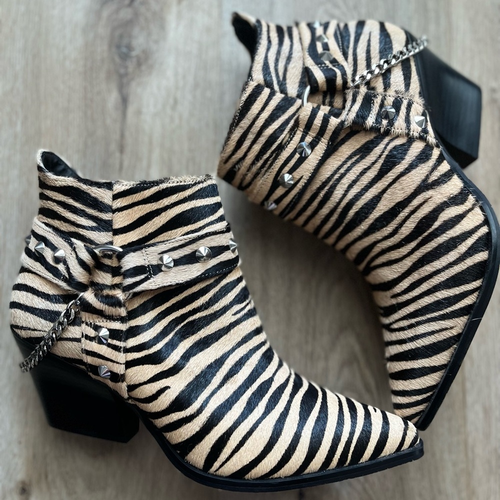Studded Zebra Hair Booties